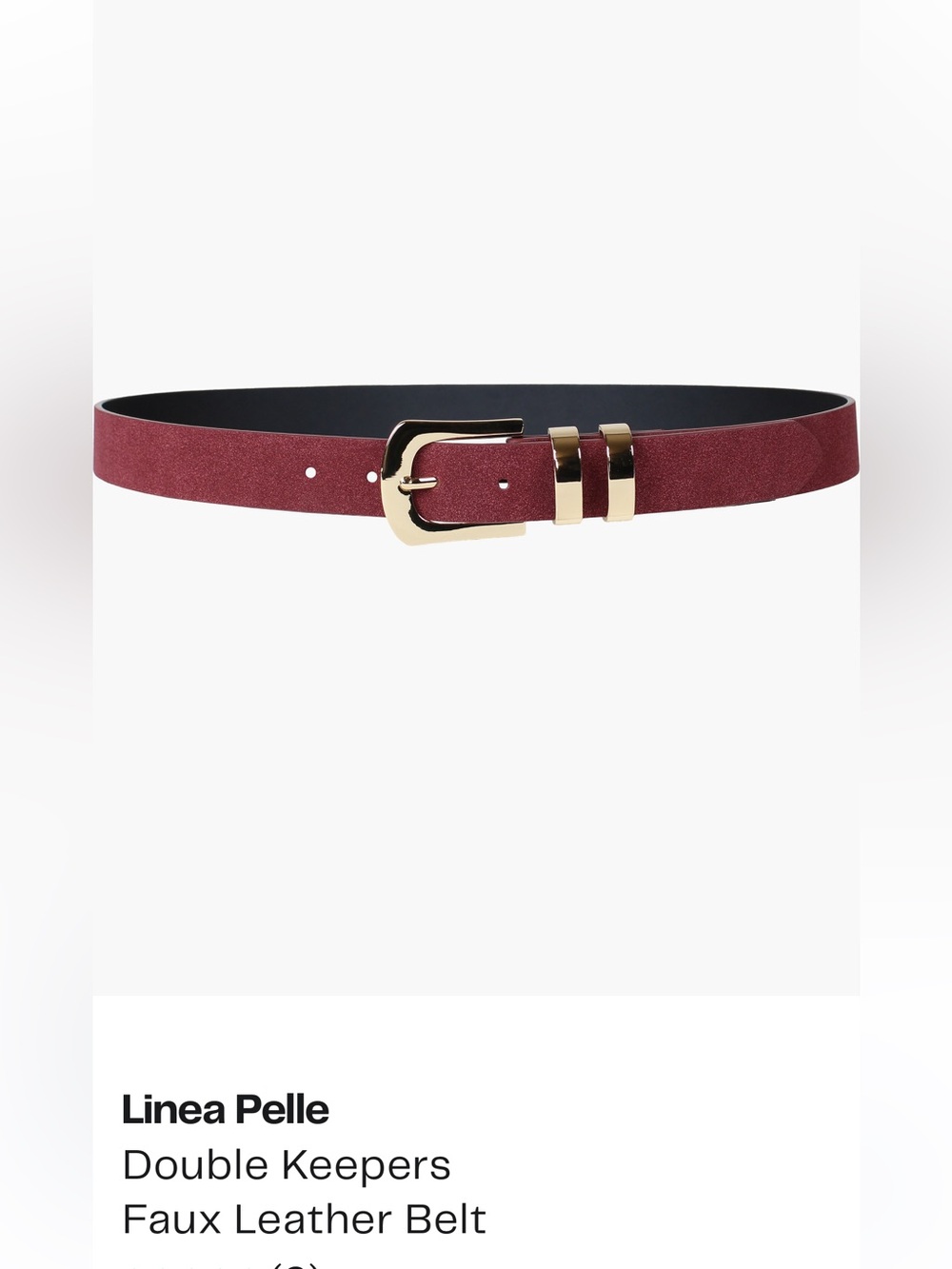 Linea Pelle Faux Leather Belt in Burgundy with Gold Buckle